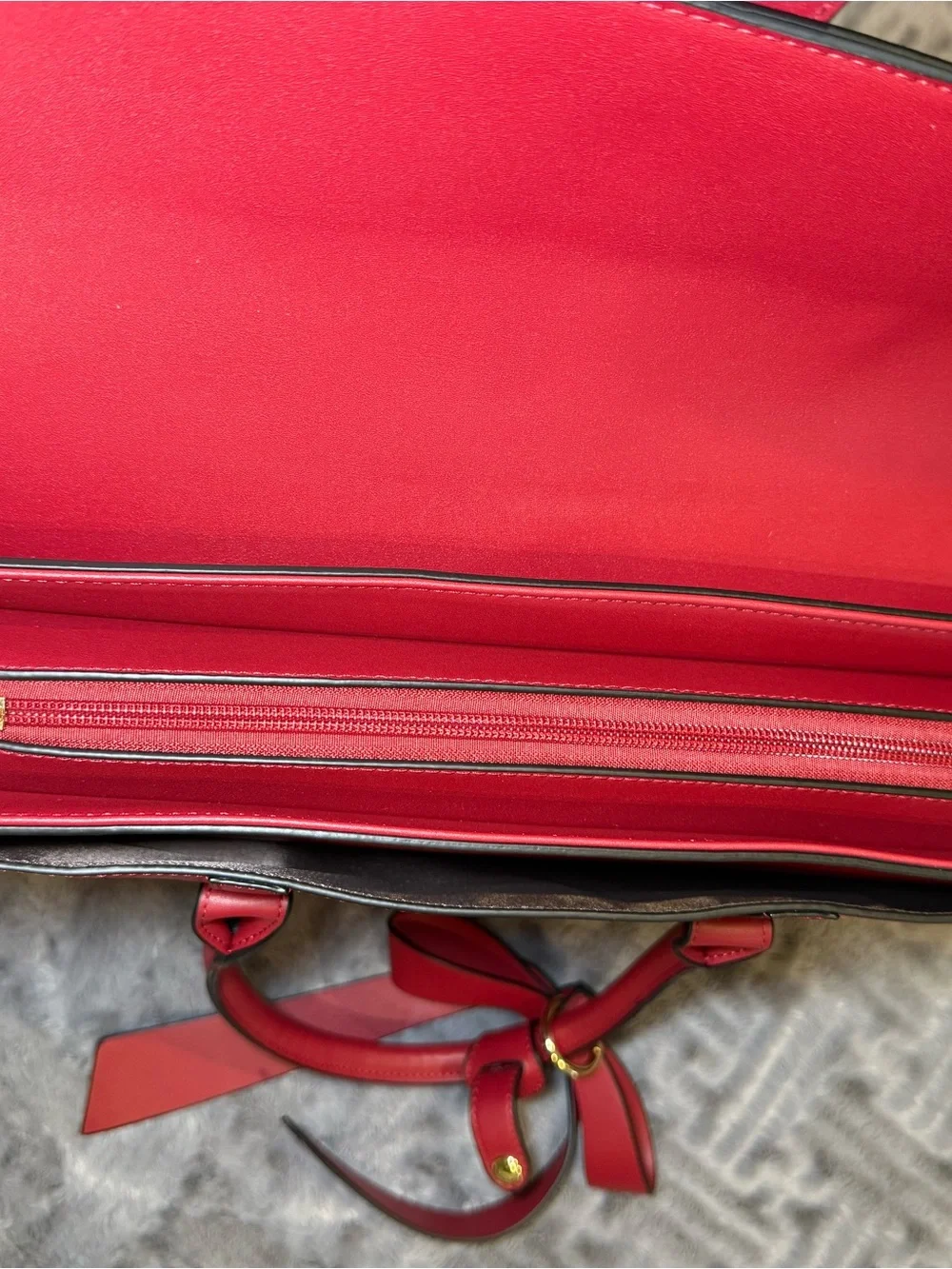 Red Structured Bow Accent Satchel Work/School Bag